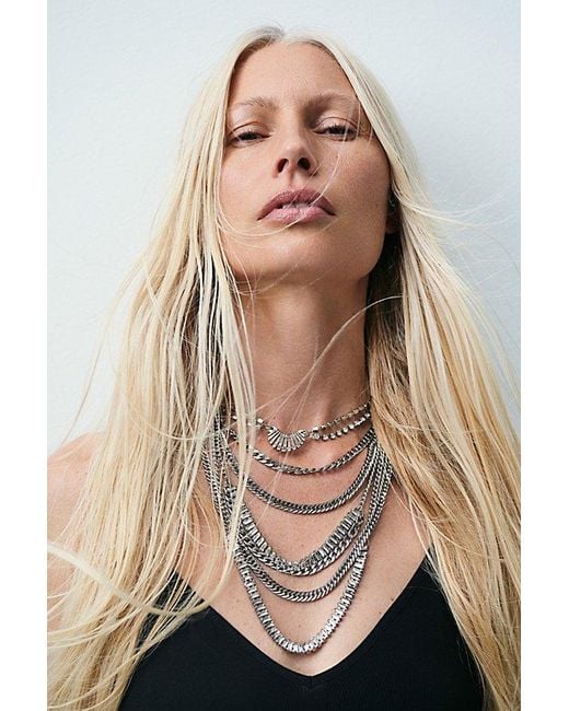 Free People Brown The Pistols Stacked Chain Choker At In Silver
