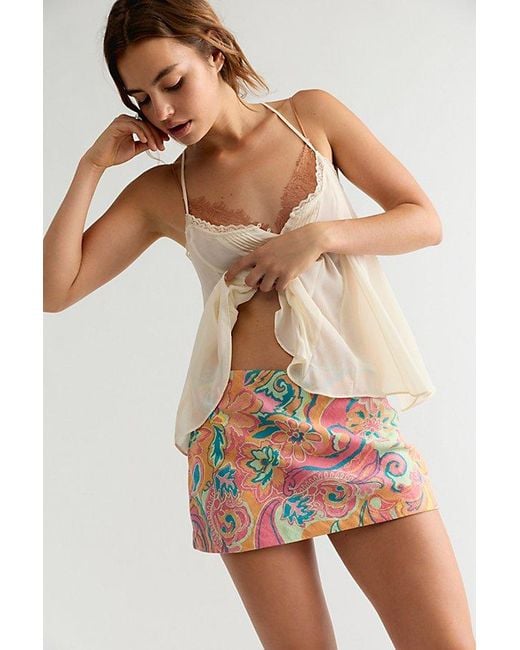 Free People Red My Little Micro Mini Printed Skort