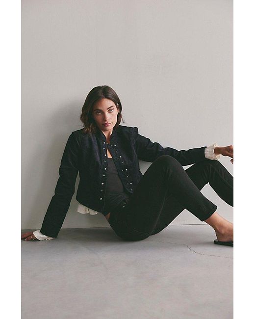Free People Blue Oracle Low-Rise Slim Straight Jeans