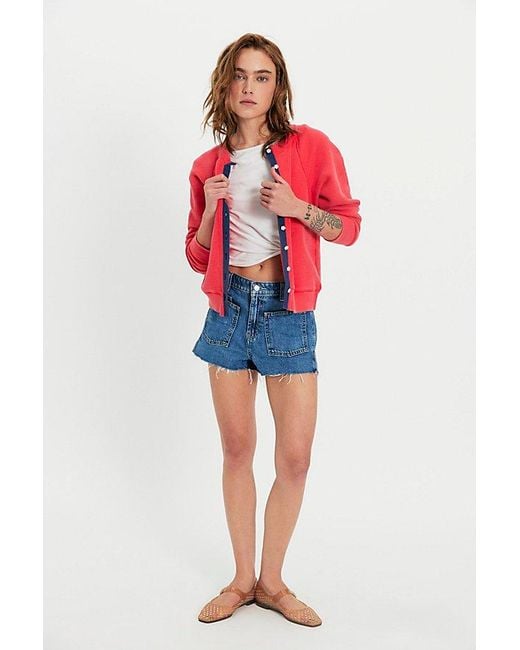 Free People Red Junior Solid Sweatshirt Cardi