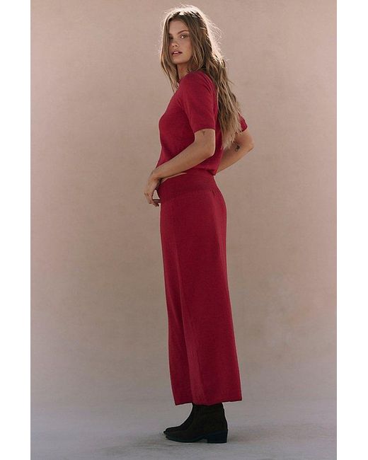 free-est Red Isabella Sweater Skirt Set By