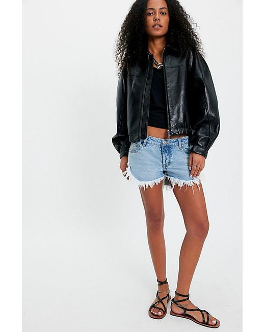 One Teaspoon Black Dukes Low-Waist Denim Shorts