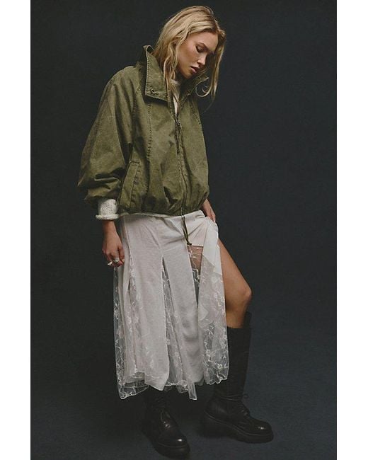 Free People Green Chelsea Funnel-Neck Jacket