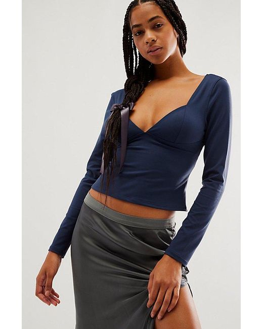 Free People Blue Duo Corset Long-sleeve Cami