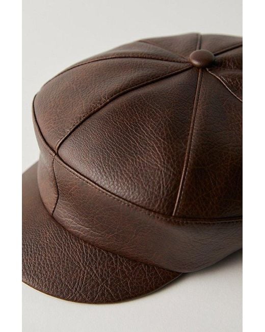 Free People Brown Carrie Distressed Lieutenant Hat