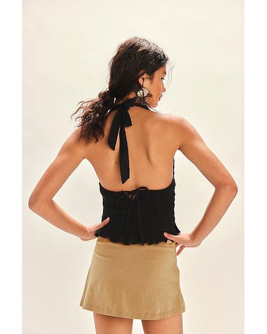 free-est Black Khloe Smocked Halter Top By