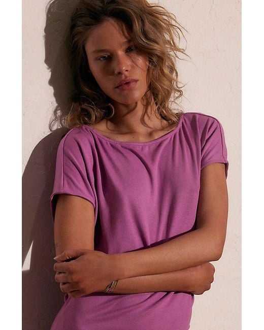 free-est Purple Good Feels Short-Sleeve Mini Dress By