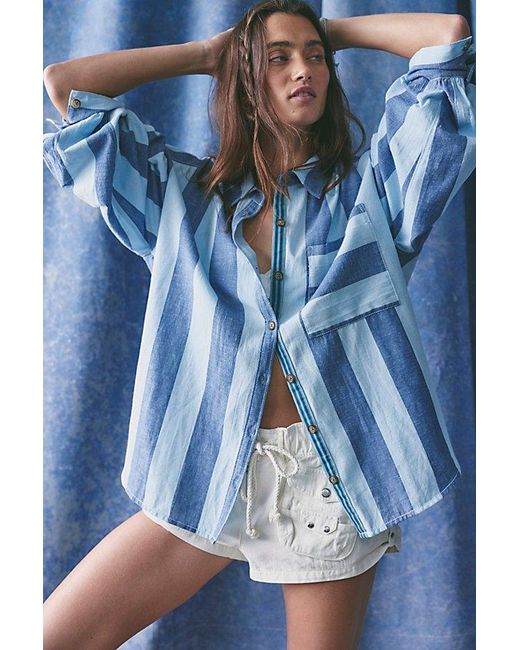 Free People Blue Morning Breeze Button Down
