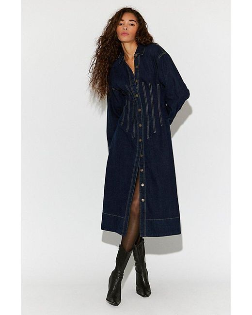 Free People Blue Velverie Denim Midi Dress