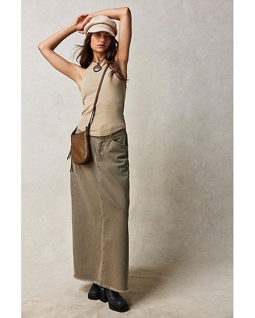 Free People Green We The Free Come As You Are Denim Maxi Skirt