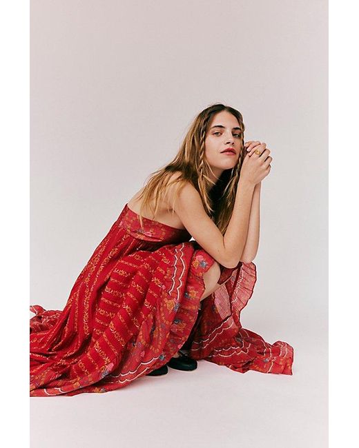 Free People Red Last Dance Printed Maxi Dress