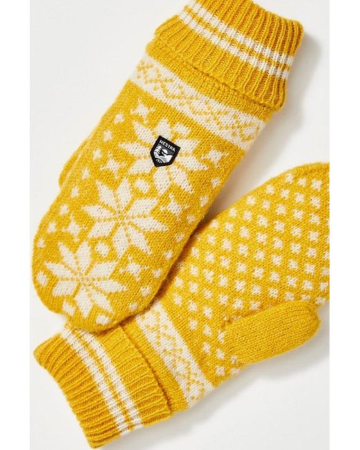 Hestra Metallic Isvik Mittens At Free People In Yellow, Size: Small