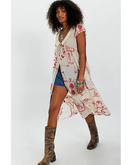 Free People Multicolor Annie Embroidered Maxi Top