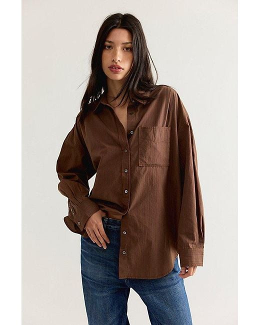 Free People Black We The Free Lexi Striped Button Down Shirt