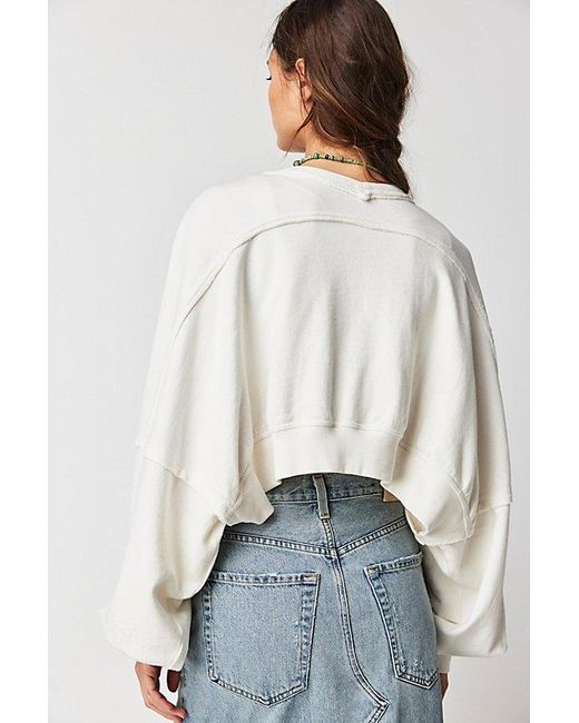 Free People Blue Shrug It Off Sweatshirt At In Optic White, Size: Xs