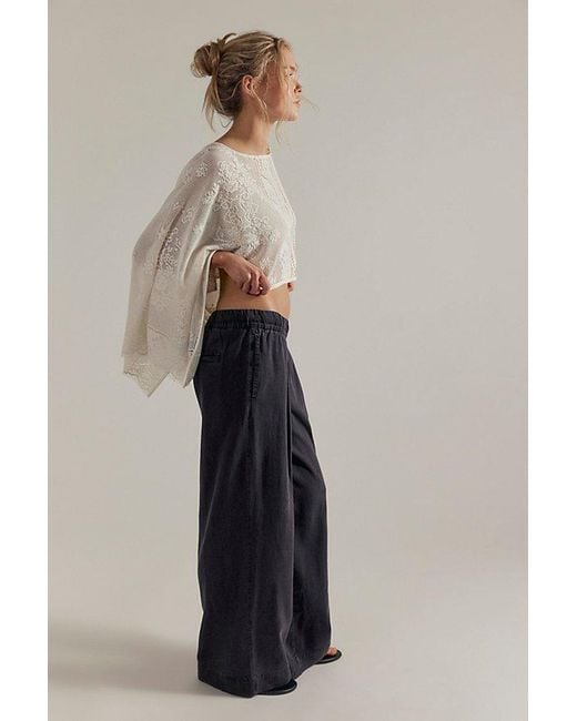 Free People Blue Tidal Moon Low-Rise Pull-On Pants