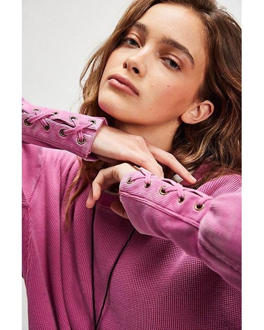 Free People Pink We The Free Lapis Cuff Long Sleeve Top