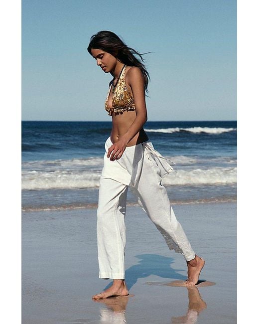 free-est Blue Aqualuna Linen Skants By