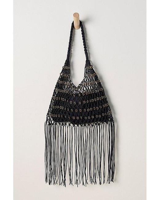 Free People Black Embellished Fringe Bag
