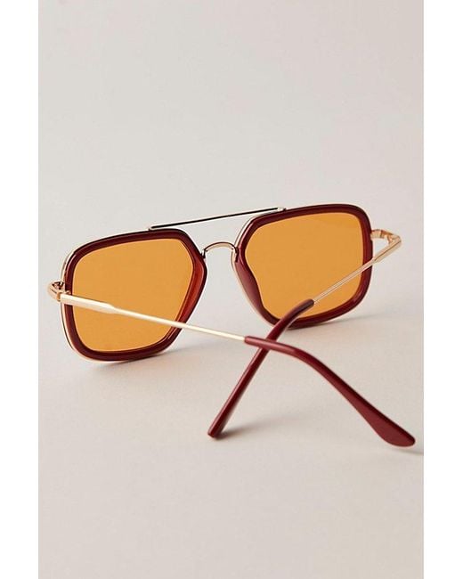 Free People Orange Luna Classic Tinted Aviator Sunglasses