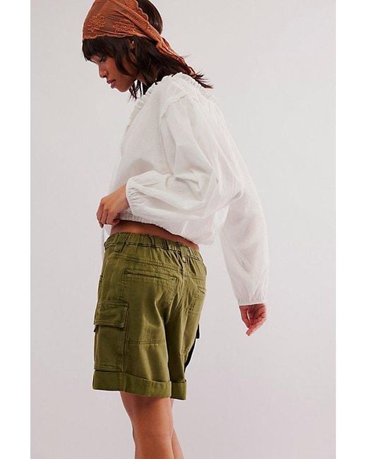 Free People Green Frankie Washed Shorts