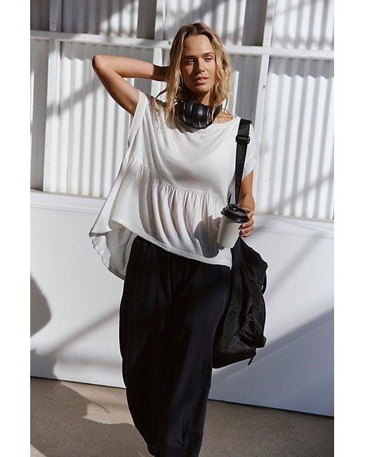 Fp Movement Gray One Up Boat Neck Tee