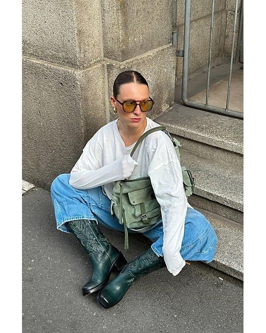 Frye Blue For Fp Kate Deco Stitch Boots