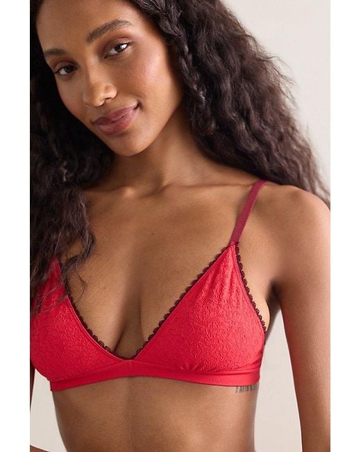 Intimately By Free People Red Sweet Point Seamless Triangle Bralette By