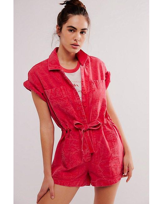 Free People Red Rhodes Chino Coverall