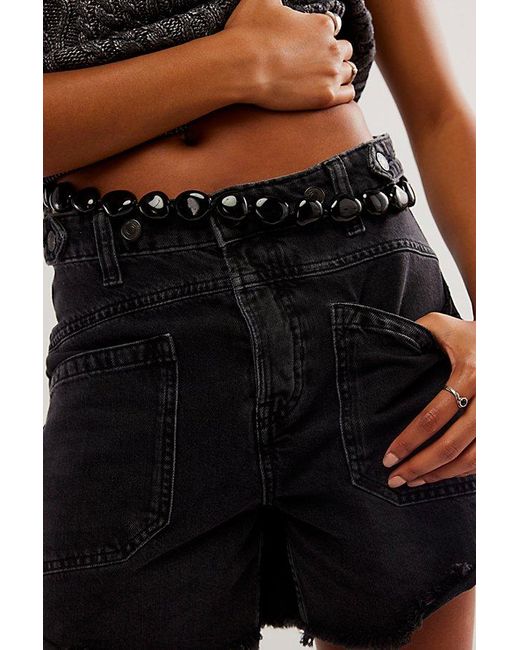 Free People Black Wasted Youth Belly Chain At In Onyx