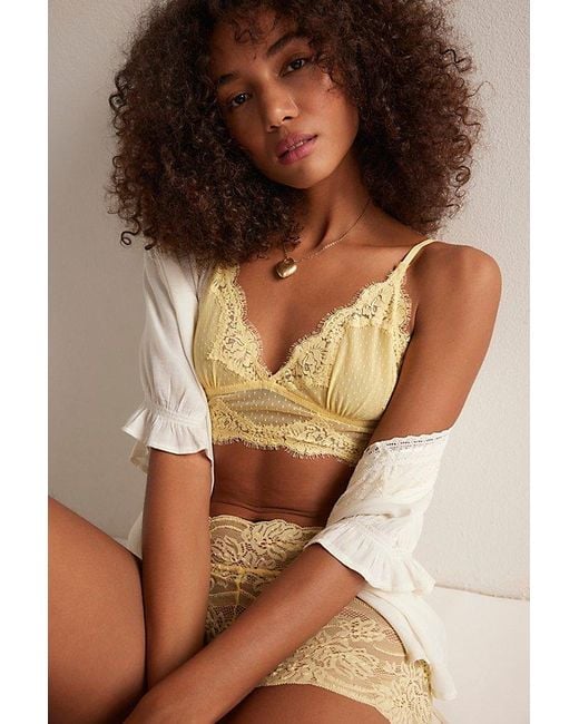 Intimately By Free People Brown Fiona Mesh Longline V-Neck Triangle Bralette By