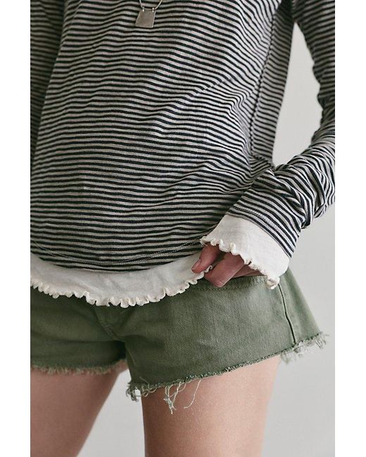 Free People Gray Two's A Charm Stripe Long Sleeve Top