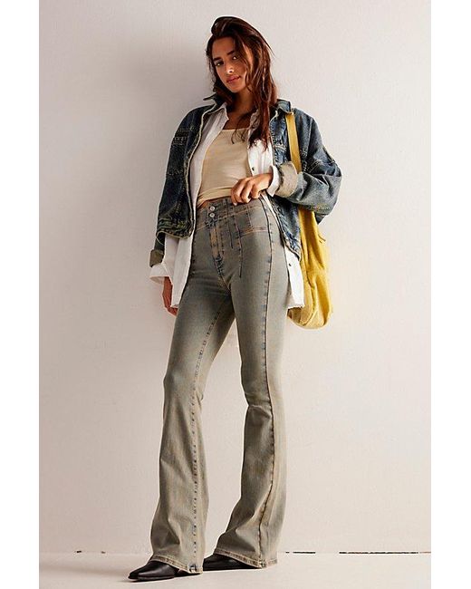 Free People Natural Jayde Flare Jeans At Free People In Neptune, Size: 24