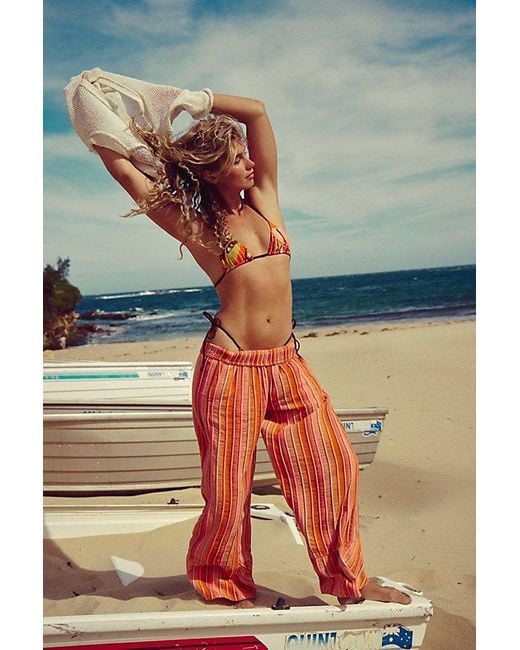 Free People Orange Day's End Stripe Pants