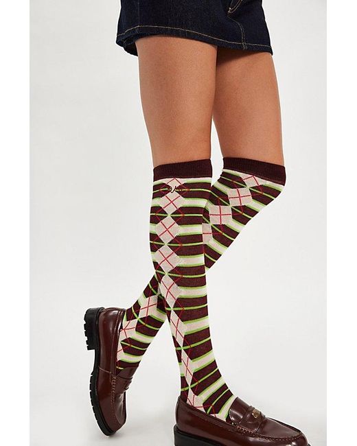 Damson Madder White Knee High Socks