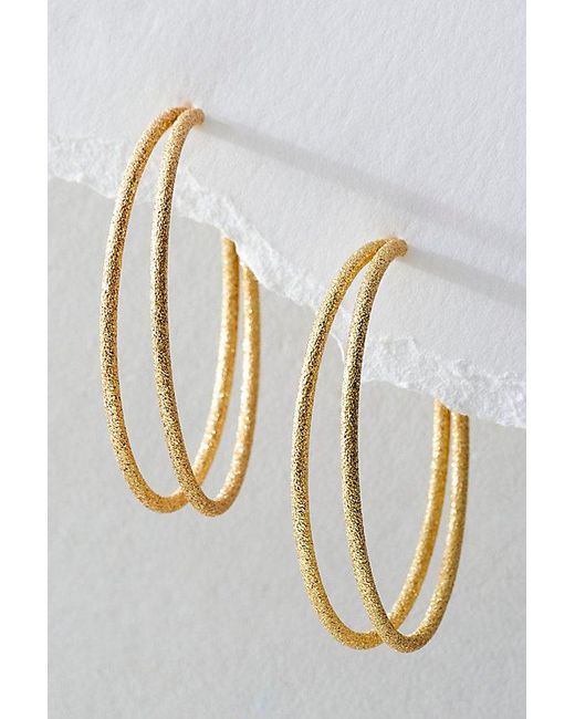Free People Metallic 14k Gold Plated Omega Hoops At In 14k Gold Double Hoop