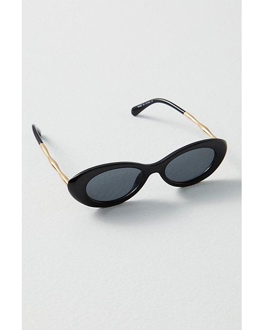 Free People Ella Slim Oval Sunglasses At In Black