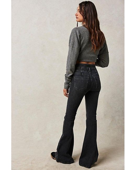 Free People Multicolor After Dark Mid-rise Flare Jeans At Free People In Vintage Black, Size: 32