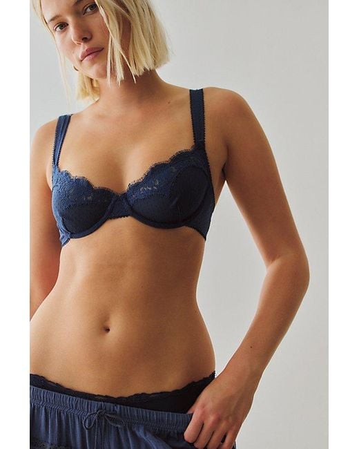 Intimately By Free People Blue Fiona Mesh Demi Underwire Bra By