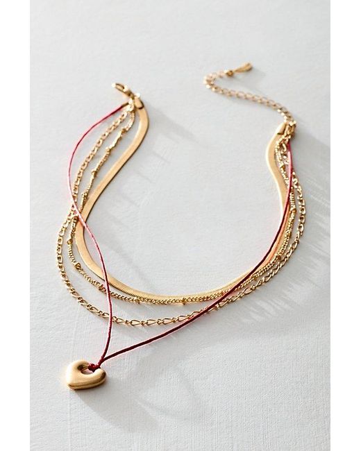 Free People White Sloane Layered Necklace At In Red Worn Gold