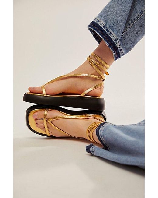 Free People Metallic Winnie Wrap Flatform Sandals