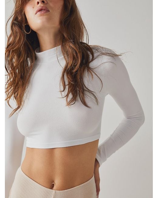 Free People Super Crop Seamless Turtleneck in White