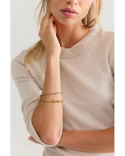 Free People Brown Fallon Plated Tennis Bracelet