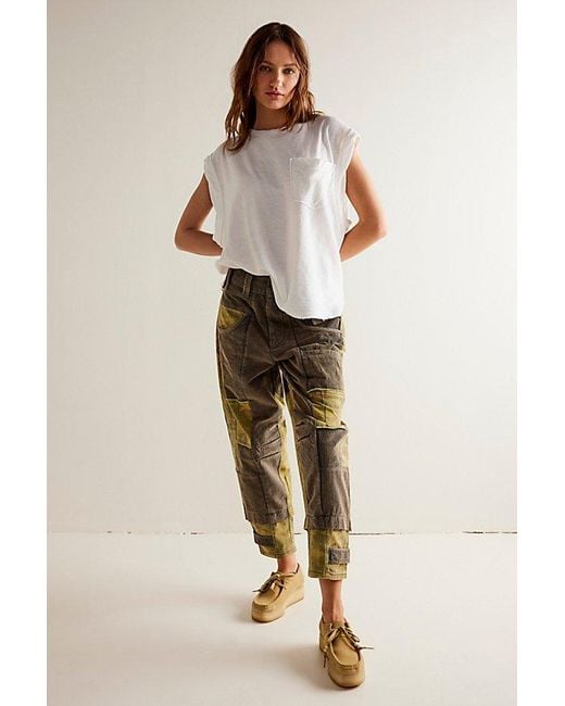 Free People White We The Free Rhodes Patched Utility Pants