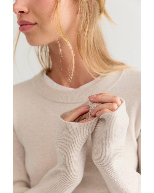 Free People Natural Malibu Cashmere Crewneck Sweater