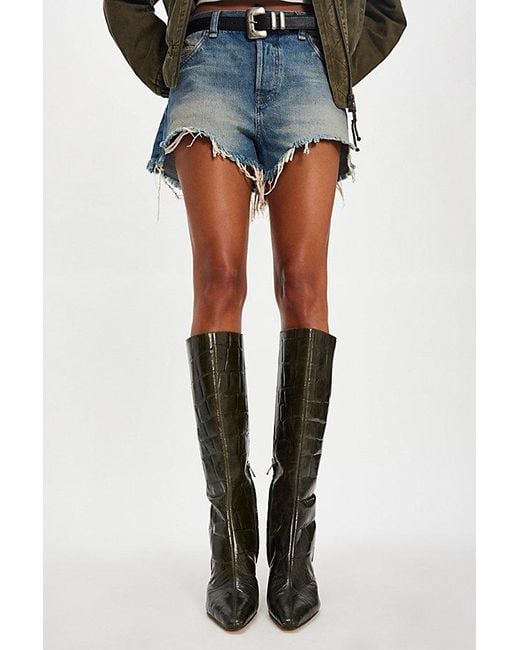 Sam Edelman Blue Sylvia Croc Tall Boots