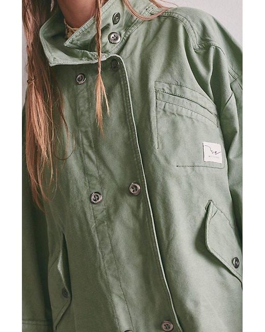 Free People Brown Collins Washed Canvas Funnel-Neck Jacket
