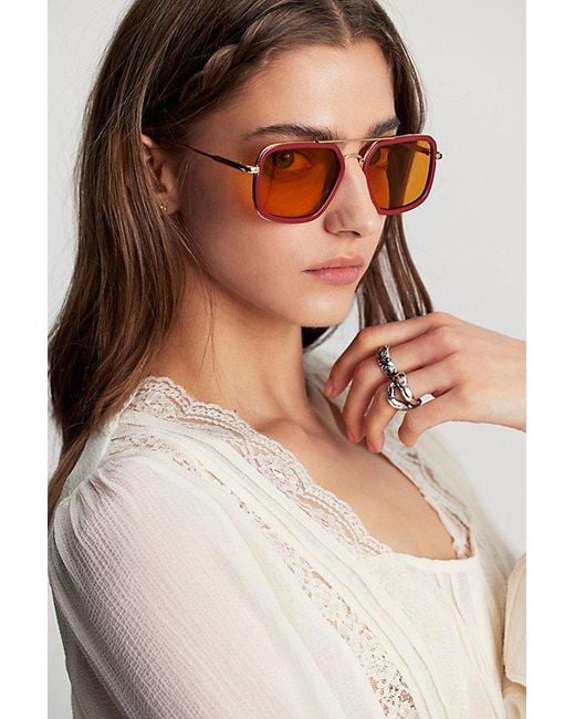 Free People Orange Luna Classic Tinted Aviator Sunglasses