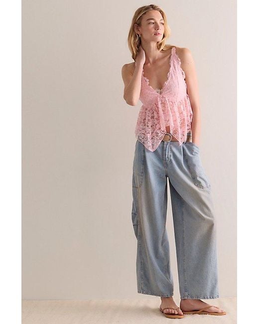 Intimately By Free People Pink Frill Seeker Lace Cami By