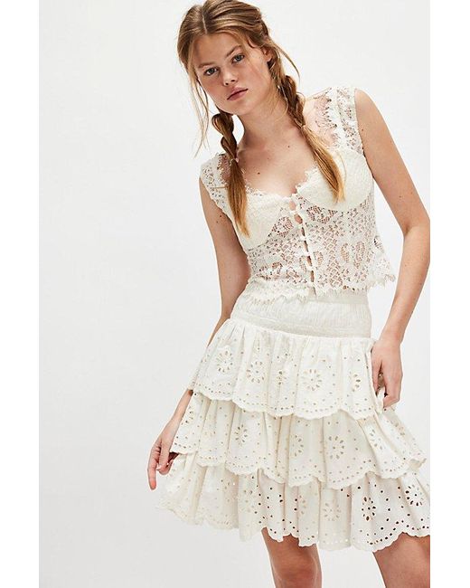 For Love & Lemons White Doily Lace Top